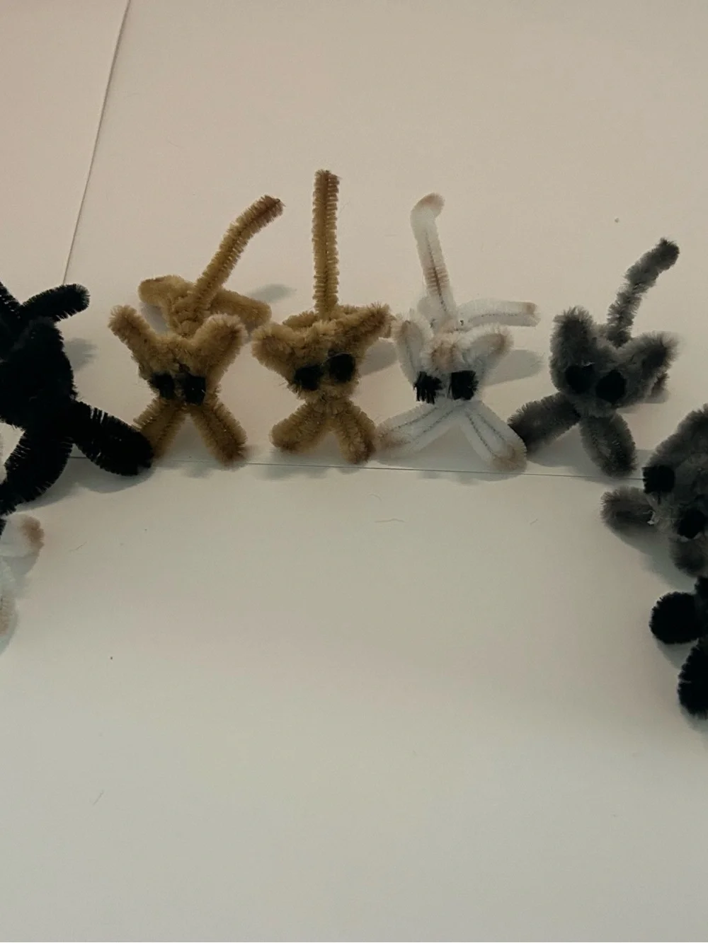 Plush Pipe Cleaner Small cats - Gray, Cream, Tan - 10 pack